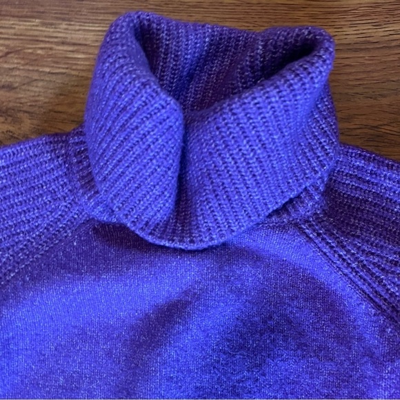 Elodie Bubble Sleeve Sweater Turtleneck Chunky Knit Purple Size XL - Picture 4 of 8